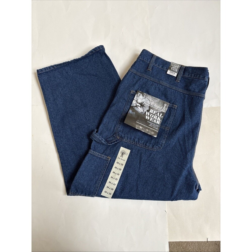 NWT Big Men's RK Brand Blue Denim Carpenter Relaxed 100% Cotton Size 44x29